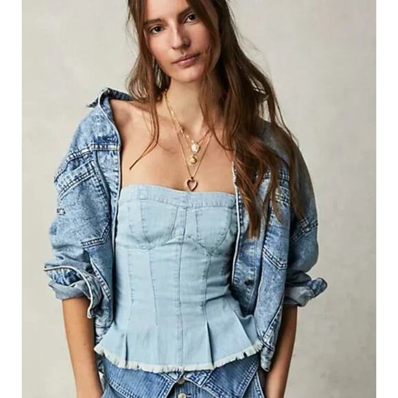 Free People Tops - Free People better days denim tube top - size XL